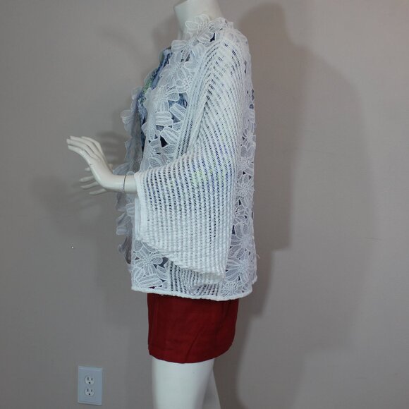 Roffe Accessories  Open Weave Eyelet Kimono Lace  White Large/XL - Picture 4 of 9